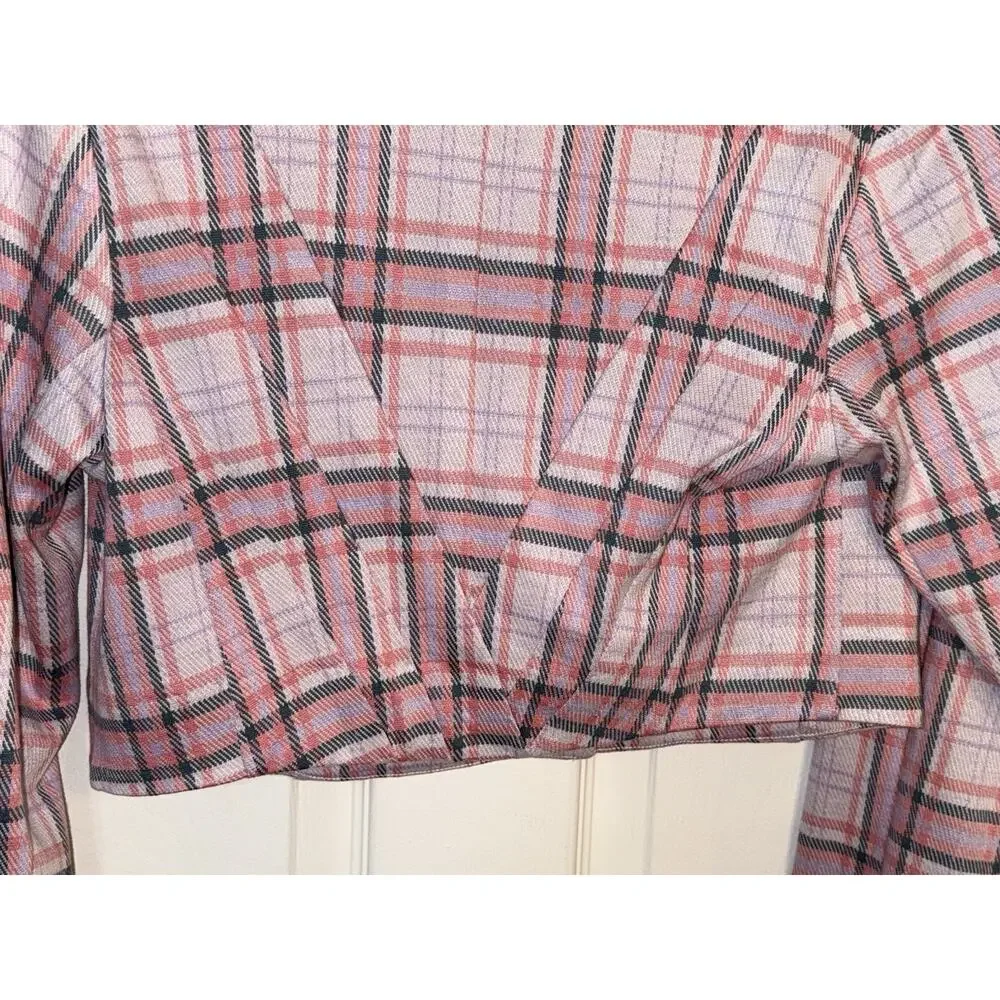 Cabi Playdate Plaid Pink Cropped Blazer Jacket Size Small #6257 Soft Stretch - Picture 7 of 8